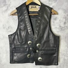 Vintage Schott NYC Western Leather Vest Adult Medium Black Biker  picture