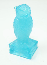 Vintage Degenhart Glass Blue  Owl On Books Figurine Paperweight Sapphire picture
