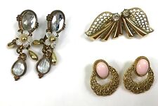 Three Pair Antique-Style Pierced Earrings Gold-Tone  picture
