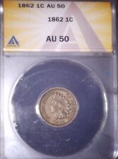 1862 Indian Head Penny, ANACS AU 50, Civil War ERA, Issue Free picture