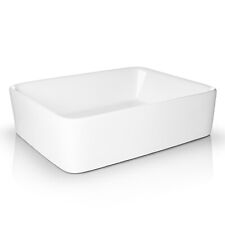 Modern Ceramic Vessel Sink - Bathroom Vanity Bowl - Rectangular White picture