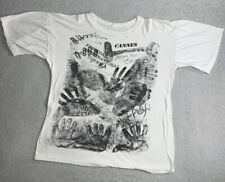 VINTAGE 1987 Cannes Film Festival T Shirt Mens XL White Aop 1980s Art Rare Short picture