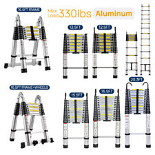 12-20FT Aluminium Telescopic Ladder Extension Heavy Duty Non-Slip Adjustable NEW picture