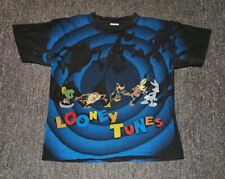Vintage 90's Wild Oats Looney Tunes Shadow AOP Shirt Men's Size Large Black picture