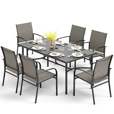7 Piece Patio Dining Set Outdoor Furniture Set Metal Black Table picture