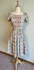 Vintage 1950s 1960s Candy Jones Floral Gingham Embroidered Dress picture