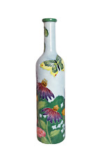 BENAYA by INNOVATION signed JP 06 Jan's Garden Butterfly and Floral Bottle Vase picture