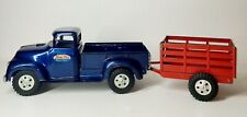 Vintage 1957 Tonka Toys No. 28 Blue Pickup Truck & Red Trailer Pressed Steel  picture