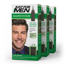 Just For Men Shampoo-in Hair Dye for Men, H-45 Dark Brown, 3 Pack picture
