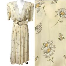 Vintage SL Fashions Dress Womens 14 Daisys Yellow Cottagecore Day Dress Belted picture