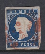 GAMBIA QV 1874 IMPERFORATE 6d WMK INVERTED 4 MARGINS SG7w - fine used-Cat £400 picture