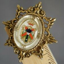 Vintage Antique Victorian Heraldic Griffin Crown Coat Of Arms Essex Brooch picture
