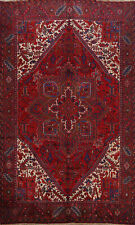 Vintage Geometric Red Wool Heriz Traditional Handmade Living Room Area Rug 9x12 picture