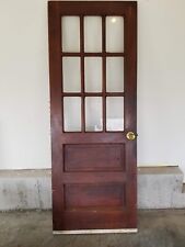 Antique Exterior Solid Wood Entry Door 9 Pane Glass Brass Hdware 30x80 picture