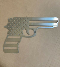 American Flag Handgun America Gun Pistol Metal Sign Vintage Home Wall Decor Gift picture
