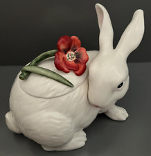 Fitz & Floyd Poppies Rabbit Bunny Spring Summer Flower Poppy Cookie Jar RARE picture