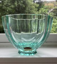 Moser Glass Bowl Vintage New Hand Made In Czechoslovakia Pristine Light Green picture