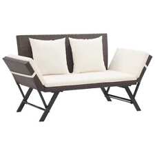 vidaXL Garden Bench Chairs Seat with 2 Pilows Cushions Poly Rattan Outdoor picture