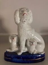 Staffordshire Poodle Dog Trio on  Cobalt Base - Mid 19th Century picture