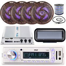 Pyle PLMR18 Receiver w/ Cover, 4x 6.5'' LED Speakers w/ Wire, Amplifier, Antenna picture