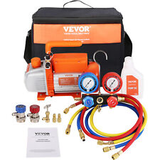 VEVOR 4CFM 1/4 HP HVAC Vacuum Pump + Manifold Gauge Set with Hose R32, R1234yf picture