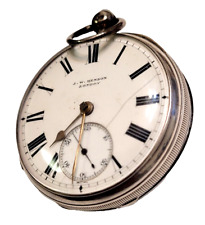 Antique 1800's JW Benson Sterling SILVER Swiss Key Wind Pocket Watch. 54mm Large picture