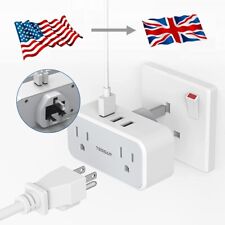 US to UK Plug Adapter with 2 Outlet USB Charger for USA to Scotland Kenya Dubai picture