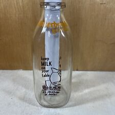 Rare Vintage Lenkerbrook Farms Dairy PA Glass Milk Bottle Quart Farm Decor picture
