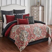 Riverbrook Home 100% Polyester Comforter Set, King, Sadler-Red/Gray,10 Piece Set picture