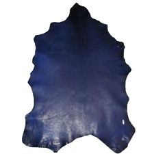 Soft Dark Blue Distressed Waxed 'Old West' Goatskin Leather Hide - Seconds picture