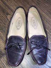 Vtg Tod’s Burgundy Leather Flats Size 36.5 Euro 6 US picture