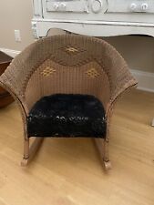 Rare Original Antique Child’s Rocking Chair 1880 Brown Lacquered Wicker Display picture