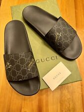 GUCCI Black Multicolor GG TIGER Print Men's SLIDE Sandals 8.5 US Brand new picture