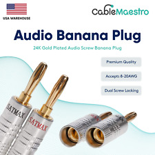 Banana Audio Dual Screw Plug 24K Gold Plated Speaker Wire Jack Connector AWG Lot picture