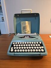 Vintage Smith Corona Corsair Deluxe Turquoise Typewriter Mid Century picture