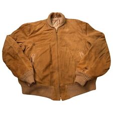 Vtg 50s McGregor Bomber Jacket Size 44 Tan Suede Leather (see Pics) picture