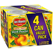 Del Monte Yellow Cling Sliced Peaches in 100% Juice, Canned Fruit, 4 Pack, 15 oz picture