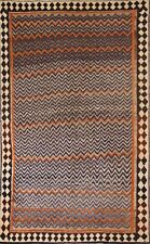 Vintage Chevron Gabbeh Tribal Area Rug 4'x7' Wool Hand-knotted Nomadic Carpet picture