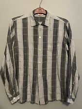 Vintage 60s 70s Sears Grey Button Down Pilgrim Shirt Size Medium 15-15.5 (D123) picture