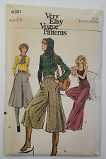 VTG 70s Vogue Sewing Pattern 9301 Misses Culottes Three Lengths Waist 25 UNCUT picture
