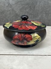 U6 Beautiful Vintage Moorcroft Floral Red And Yellow Lidded Bowl England picture