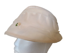 Vintage Ladies Pillbox Hat White Floral Patch picture