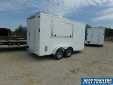 tall 7 x 14  New concession vending trailer white enclosed cargo trailer picture