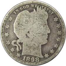 1898 Barber Quarter AG About Good 90% Silver 25c US Type Coin Collectible picture