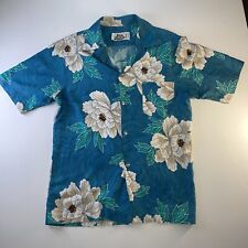 Vintage Hilo Hattie Hawaiian Original Mens Shirt Size Large Blue Floral Paradise picture