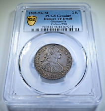 PCGS VF 1808 NG-M Guatemala Silver 2 Reales Genuine Spanish Colonial Pirate Coin picture