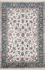 Floral Ivory Oriental Traditional Area Rug Hand-knotted Wool Foyer Carpet 4x6 ft picture