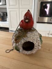 Vintage ceramic cardinal birdhouse picture