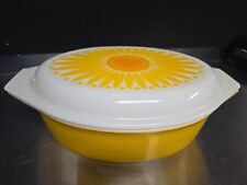 Vintage PYREX Daisy/Sunflower Oval 2 1/2 Qt Ovenware Casserole With Lid #045 picture