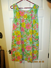 Vintage 1960's Pink & Yellow Floral-Patterned Sleeveless Dress picture